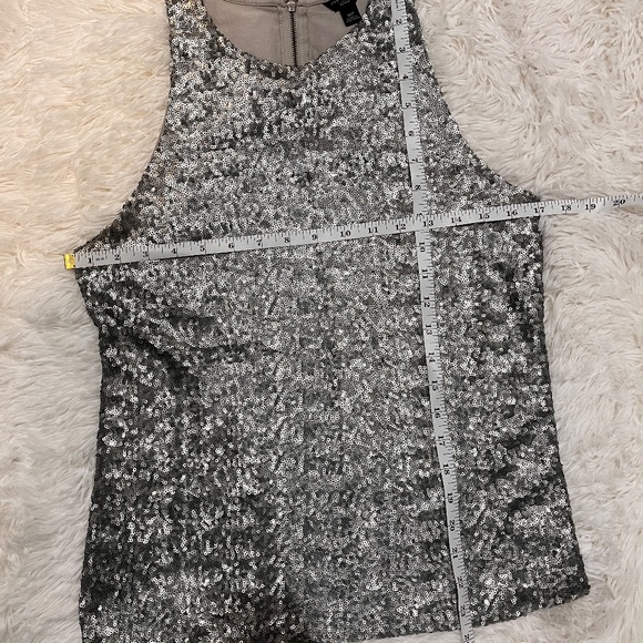 Ann Taylor | Sequin Tank | Metallic Silver | Womens Medium Petite - Picture 2 of 5